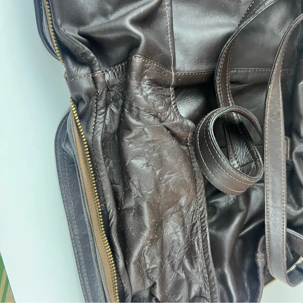 Vintage Men’s Brown Leather Convertible Travel Bag Briefcase Work Bag